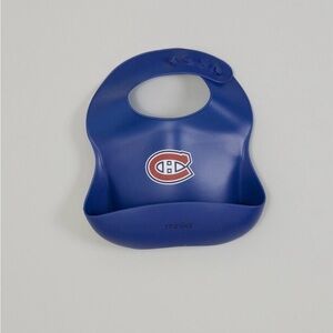 Minika Blue Silicone Baby Bib with Pocket - Montreal Canadiens Logo. Brand new!